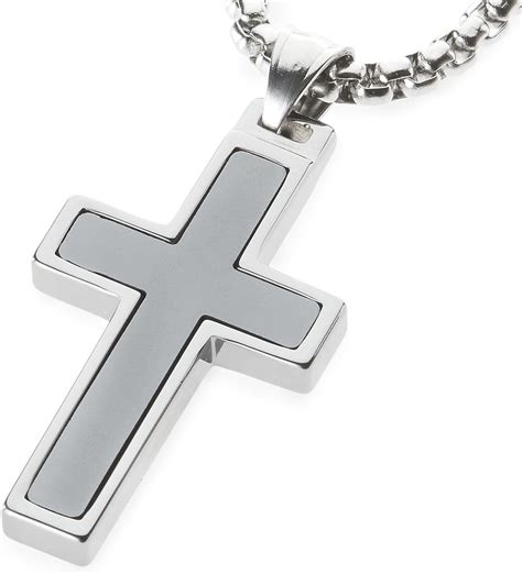 Unique GESTALT® Tungsten Cross Pendant with 4mm Surgical 